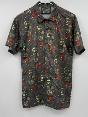 Marvel Guardians of the Galaxy Button Up Shirt Men Small Gray Short Sleeve